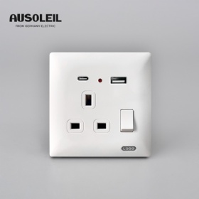 A60032 13A 1 gang switch +multifunction socket+USB